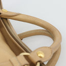 Miu Miu Hand Bag Leather 2way Beige Gold Auth 187573-14
