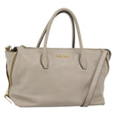 Miu Miu Hand Bag Leather 2way Gray Gold Auth 187574V-1
