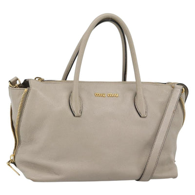 Miu Miu Hand Bag Leather 2way Gray Gold Auth 187574V