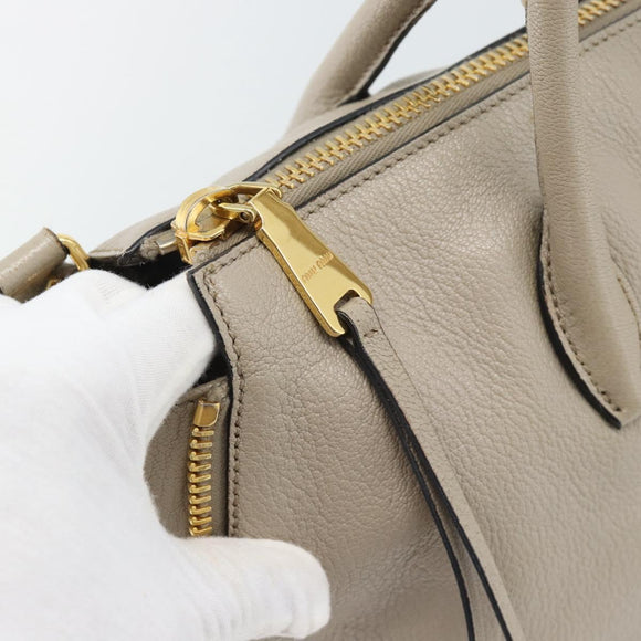 Miu Miu Hand Bag Leather 2way Gray Gold Auth 187574V
