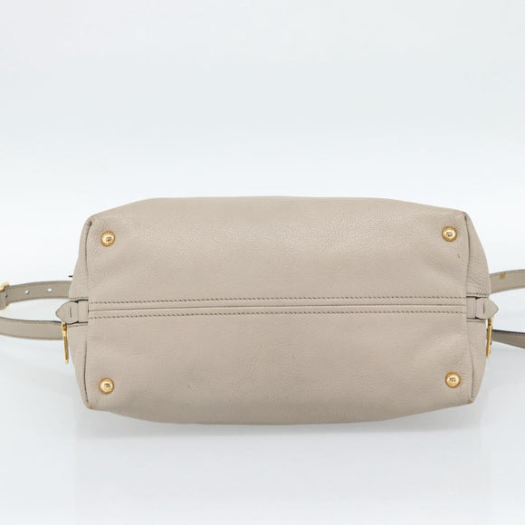 Miu Miu Hand Bag Leather 2way Gray Gold Auth 187574V