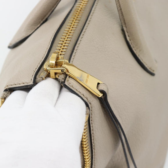 Miu Miu Hand Bag Leather 2way Gray Gold Auth 187574V