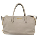 Miu Miu Hand Bag Leather 2way Gray Gold Auth 187574V-13