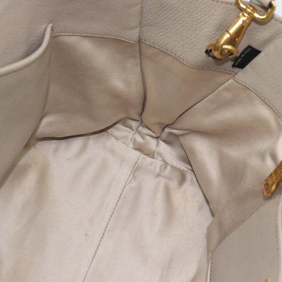 Miu Miu Hand Bag Leather 2way Gray Gold Auth 187574V