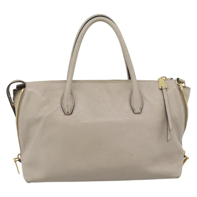 Miu Miu Hand Bag Leather 2way Gray Gold Auth 187574V - 0