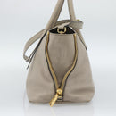 Miu Miu Hand Bag Leather 2way Gray Gold Auth 187574V-3