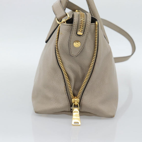 Miu Miu Hand Bag Leather 2way Gray Gold Auth 187574V