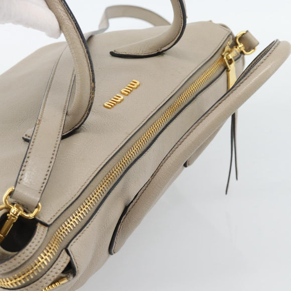 Miu Miu Hand Bag Leather 2way Gray Gold Auth 187574V