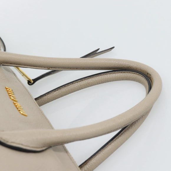 Miu Miu Hand Bag Leather 2way Gray Gold Auth 187574V
