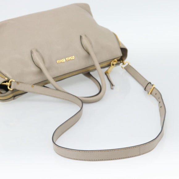 Miu Miu Hand Bag Leather 2way Gray Gold Auth 187574V