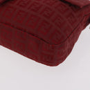 FENDI Zucchino Canvas Mamma Baguette Shoulder Bag Red Gold Auth 187576SAM-16