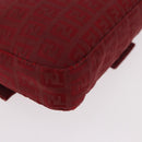 FENDI Zucchino Canvas Mamma Baguette Shoulder Bag Red Gold Auth 187576SAM-17