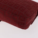 FENDI Zucchino Canvas Mamma Baguette Shoulder Bag Red Gold Auth 187576SAM-18