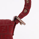 FENDI Zucchino Canvas Mamma Baguette Shoulder Bag Red Gold Auth 187576SAM-19
