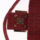 FENDI Zucchino Canvas Mamma Baguette Shoulder Bag Red Gold Auth 187576SAM-8