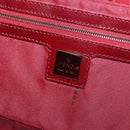 FENDI Zucchino Canvas Mamma Baguette Shoulder Bag Red Gold Auth 187576SAM-22