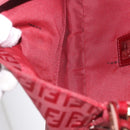 FENDI Zucchino Canvas Mamma Baguette Shoulder Bag Red Gold Auth 187576SAM-9