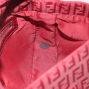 FENDI Zucchino Canvas Mamma Baguette Shoulder Bag Red Gold Auth 187576SAM-10