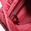 FENDI Zucchino Canvas Mamma Baguette Shoulder Bag Red Gold Auth 187576SAM-24