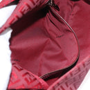 FENDI Zucchino Canvas Mamma Baguette Shoulder Bag Red Gold Auth 187576SAM-25