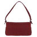FENDI Zucchino Canvas Mamma Baguette Shoulder Bag Red Gold Auth 187576SAM-2