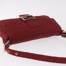 FENDI Zucchino Canvas Mamma Baguette Shoulder Bag Red Gold Auth 187576SAM-6