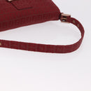 FENDI Zucchino Canvas Mamma Baguette Shoulder Bag Red Gold Auth 187576SAM-7