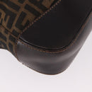 FENDI Zucca Canvas Tote Bag Black Brown Auth 187577A-14