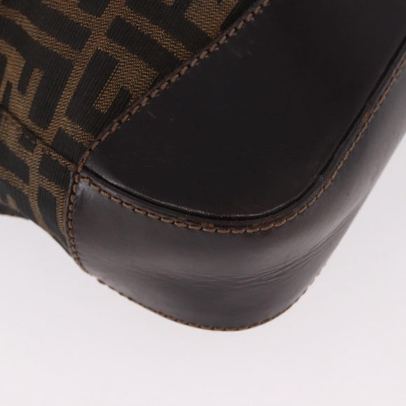 FENDI Zucca Canvas Tote Bag Black Brown Auth 187577A