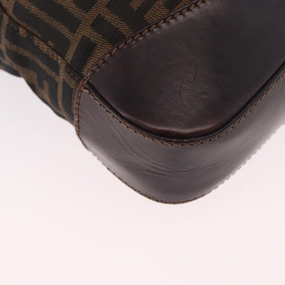 FENDI Zucca Canvas Tote Bag Black Brown Auth 187577A
