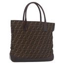FENDI Zucca Canvas Tote Bag Black Brown Auth 187577A-1