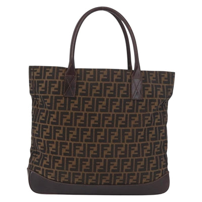 FENDI Zucca Canvas Tote Bag Black Brown Auth 187577A - 0
