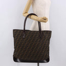 FENDI Zucca Canvas Tote Bag Black Brown Auth 187577A-22