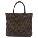 FENDI Zucca Canvas Tote Bag Black Brown Auth 187577A-2