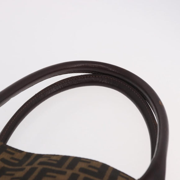 FENDI Zucca Canvas Tote Bag Black Brown Auth 187577A