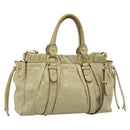 Miu Miu Matelasse Hand Bag Leather 2way Beige Gold Auth 187578V-1