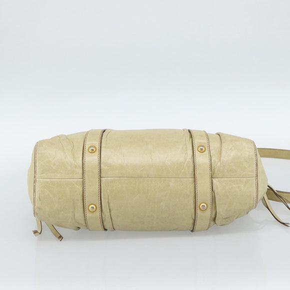 Miu Miu Matelasse Hand Bag Leather 2way Beige Gold Auth 187578V