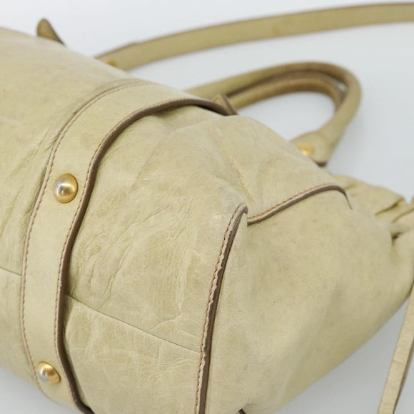 Miu Miu Matelasse Hand Bag Leather 2way Beige Gold Auth 187578V