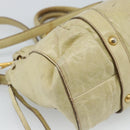 Miu Miu Matelasse Hand Bag Leather 2way Beige Gold Auth 187578V-20