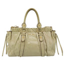 Miu Miu Matelasse Hand Bag Leather 2way Beige Gold Auth 187578V-13
