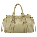 Miu Miu Matelasse Hand Bag Leather 2way Beige Gold Auth 187578V-2