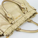 Miu Miu Matelasse Hand Bag Leather 2way Beige Gold Auth 187578V-6