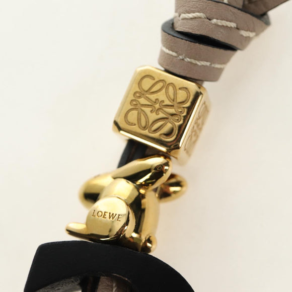 LOEWE Bag Charm Leather Gray Gold Auth 187590M