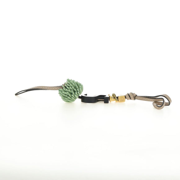 LOEWE Bag Charm Leather Gray Gold Auth 187590M