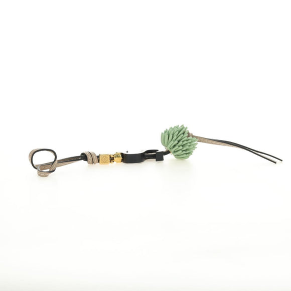 LOEWE Bag Charm Leather Gray Gold Auth 187590M