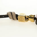 LOEWE Bag Charm Leather Gray Gold Auth 187590M-19