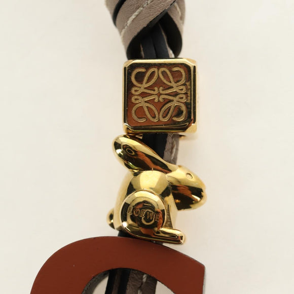 LOEWE Bag Charm Leather Gray Gold Auth 187590M
