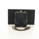 CHANEL Chain Matelasse Shoulder Bag Lamb Skin Black Gold CC Auth 187603SAM-25