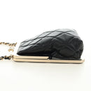 CHANEL Chain Matelasse Shoulder Bag Lamb Skin Black Gold CC Auth 187603SAM-4
