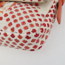 FENDI Mamma Baguette Shoulder Bag Canvas Sequins Orange Silver Auth 187605SM-15